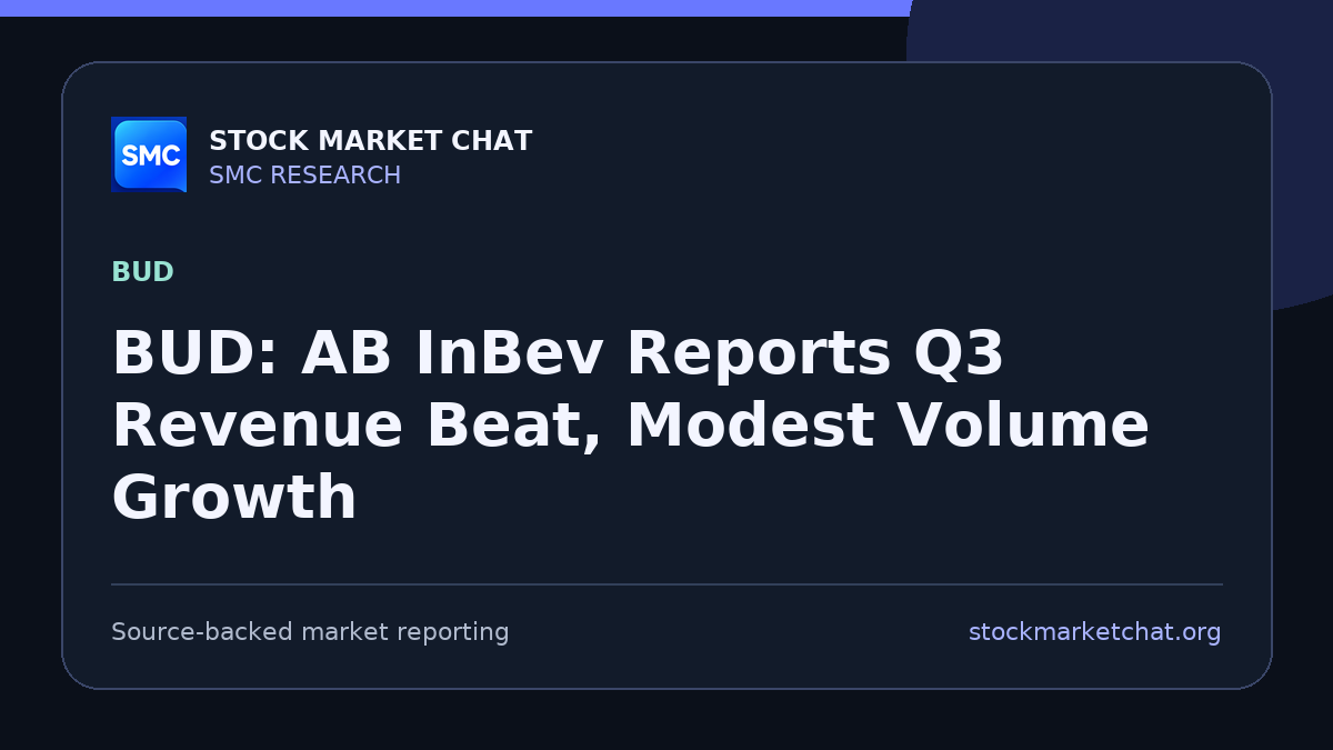 BUD: AB InBev Reports Q3 Revenue Beat, Modest Volume Growth
