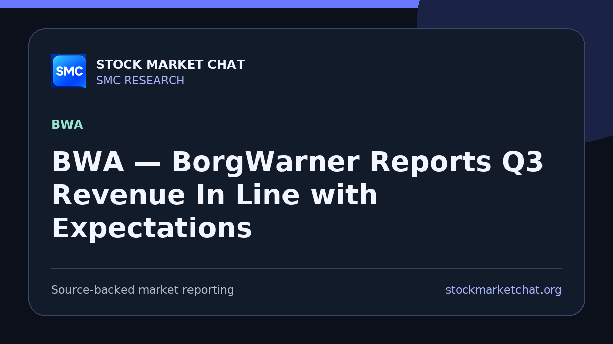 BWA — BorgWarner Reports Q3 Revenue In Line with Expectations