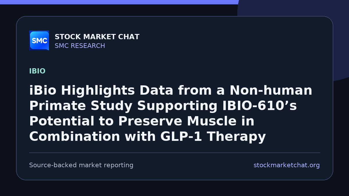 iBio Highlights Data from a Non-human Primate Study Supporting IBIO-610’s Potential to Preserve Muscle in Combination with GLP-1 Therapy