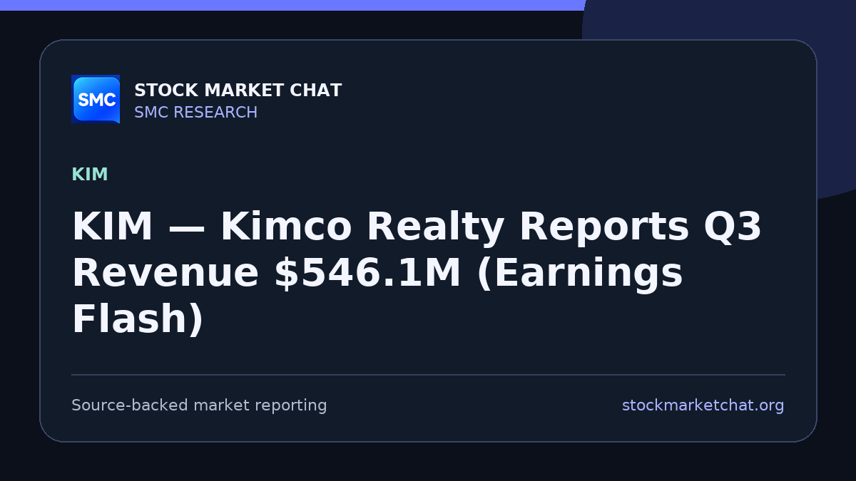 KIM — Kimco Realty Reports Q3 Revenue $546.1M (Earnings Flash)
