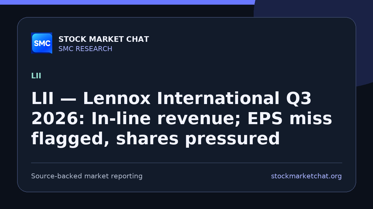 LII — Lennox International Q3 2026: In-line revenue; EPS miss flagged, shares pressured