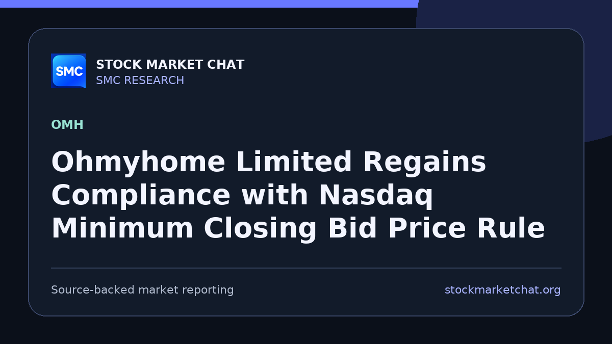 Ohmyhome Limited Regains Compliance with Nasdaq Minimum Closing Bid Price Rule