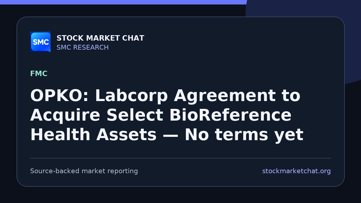 OPKO: Labcorp Agreement to Acquire Select BioReference Health Assets — No terms yet