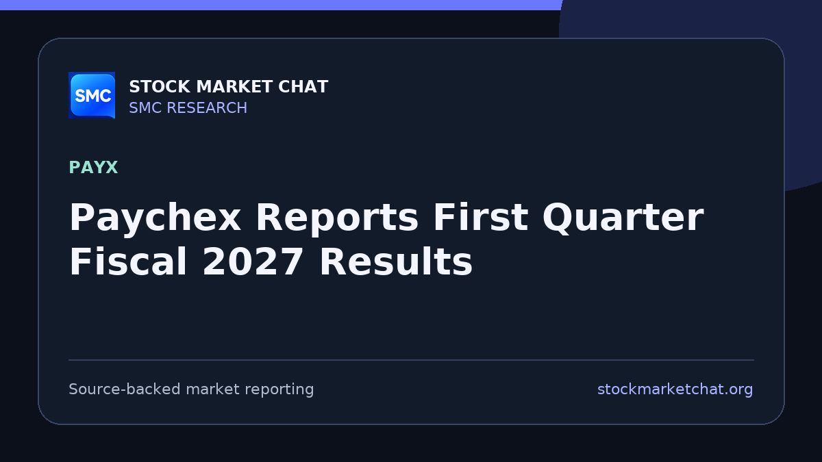 Paychex Reports First Quarter Fiscal 2027 Results