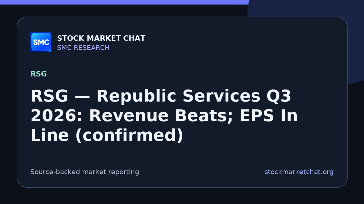 RSG — Republic Services Q3 2026: Revenue Beats; EPS In Line (confirmed)