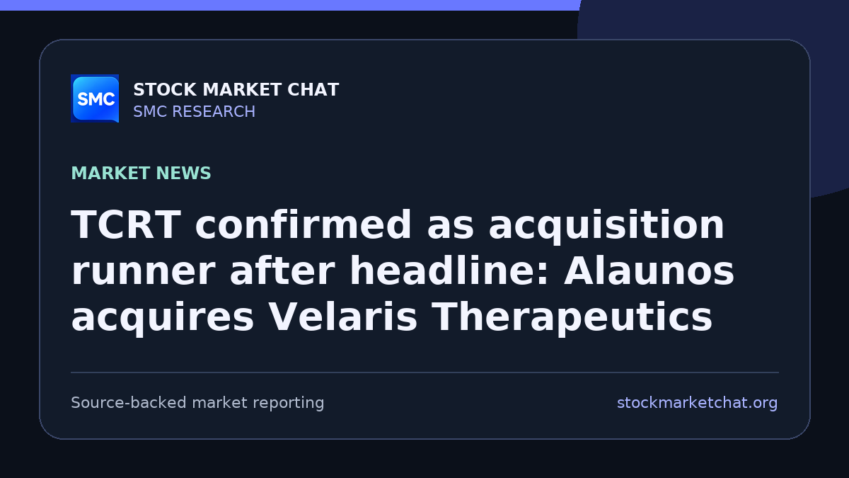 TCRT confirmed as acquisition runner after headline: Alaunos acquires Velaris Therapeutics