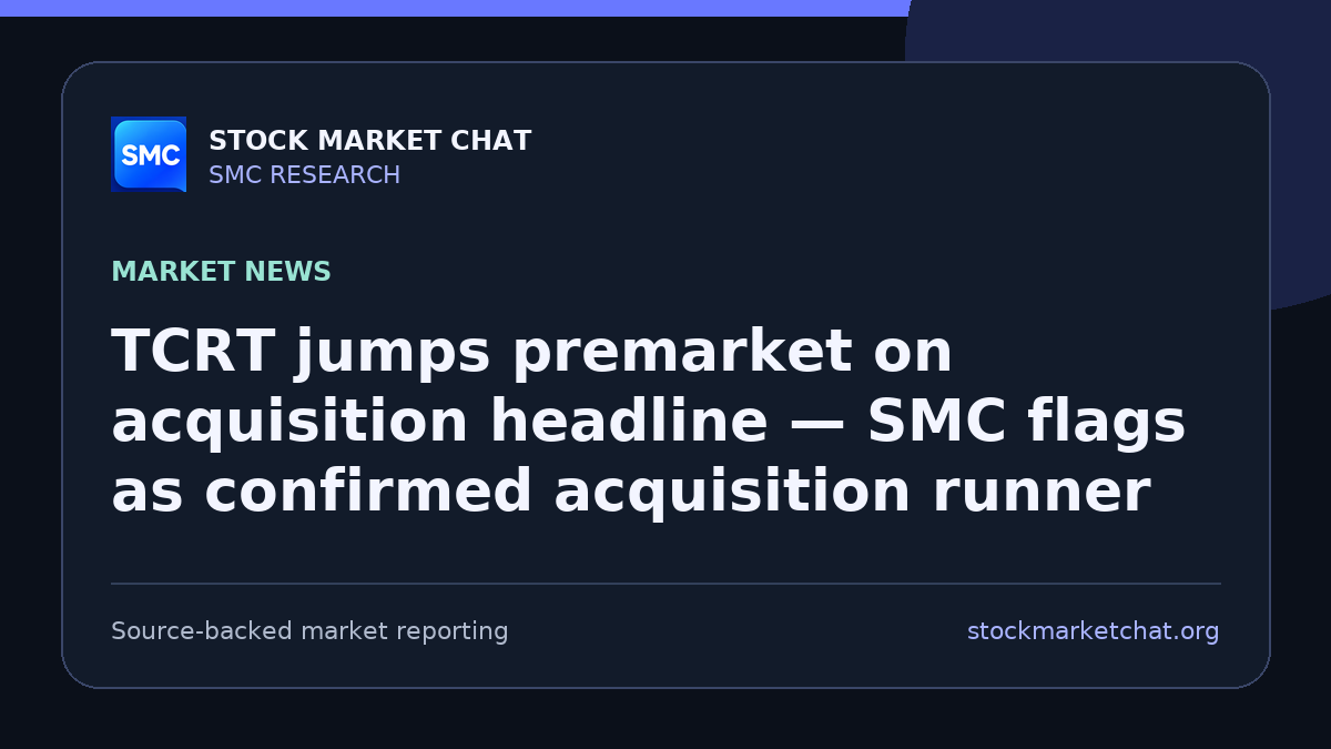 TCRT jumps premarket on acquisition headline — SMC flags as confirmed acquisition runner
