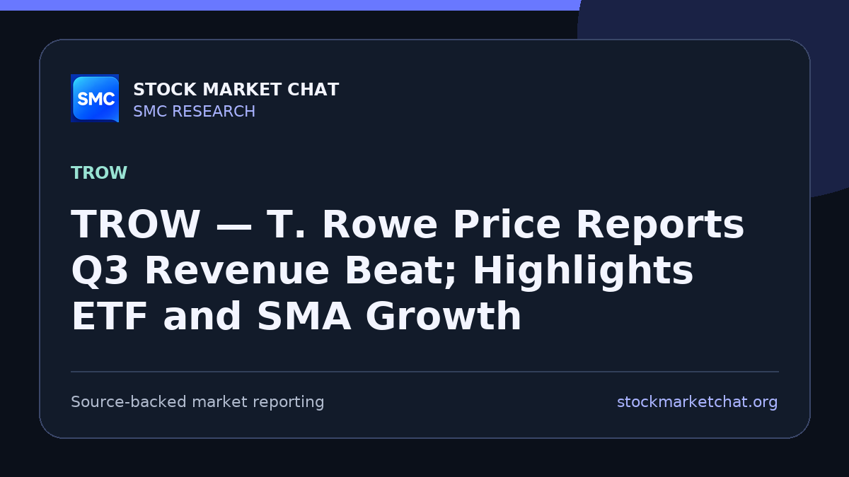TROW — T. Rowe Price Reports Q3 Revenue Beat; Highlights ETF and SMA Growth