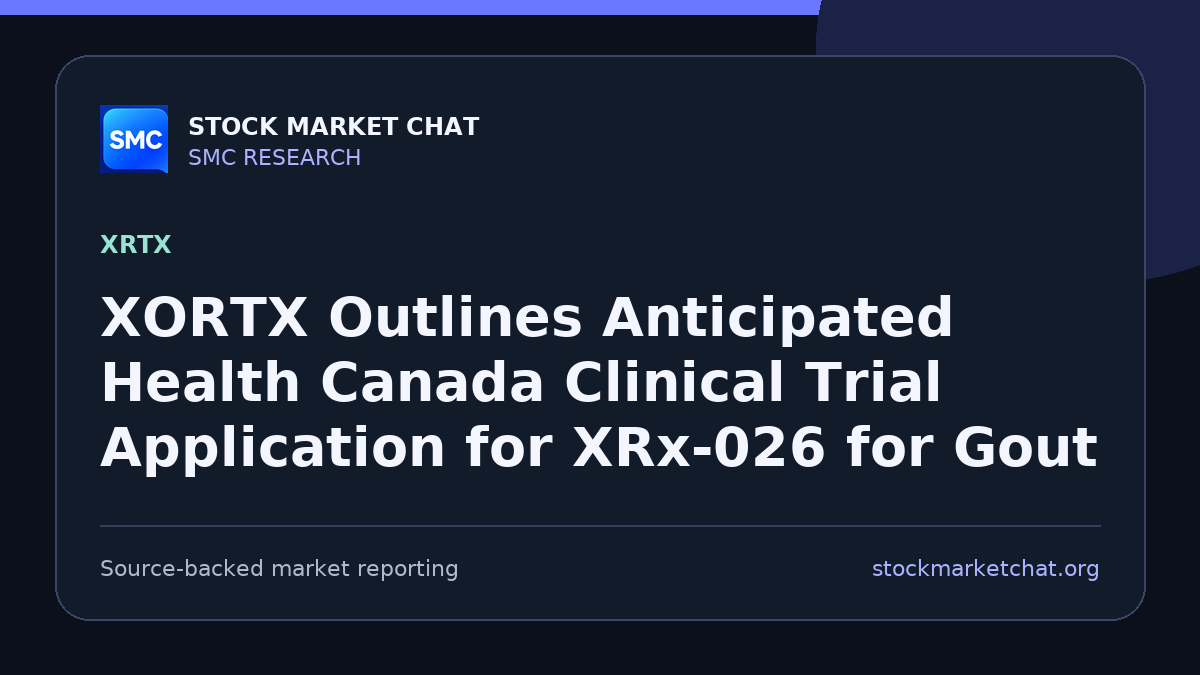 XORTX Outlines Anticipated Health Canada Clinical Trial Application for XRx-026 for Gout